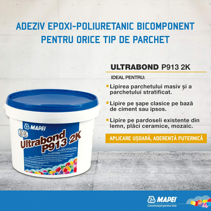 Adeziv Parchet Clasic din Lemn Masiv Mapei Ultrabond P913 2K, 10kg [2]