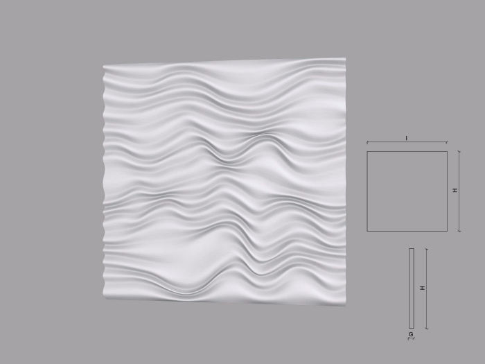 Panou Decorativ 3D din Poliuretan Riflaj RIDA 600x600x10mm 0.36mp/buc [2]
