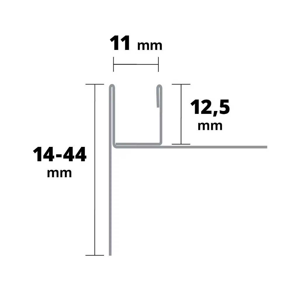 Profil inserție Sticlă Dreapta inox Periat 13/11 1.5m [4]