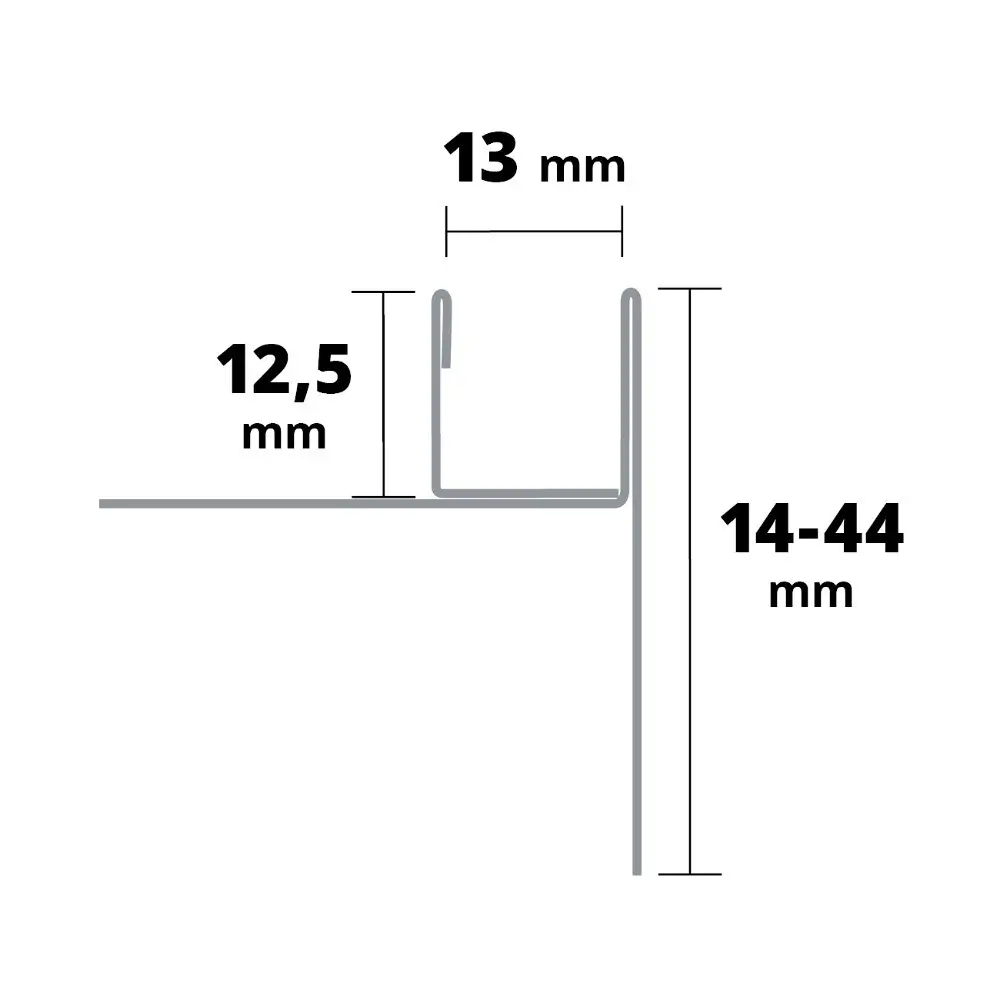 Profil inserție Sticlă Stânga inox Periat 13mm, 1.5m [4]