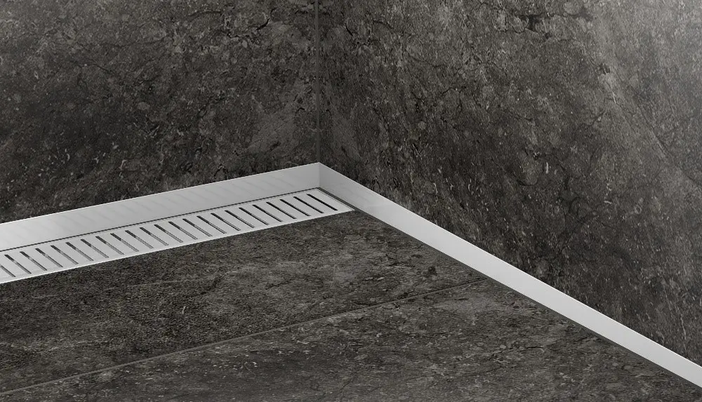 Profil Pantă Racord Podea Perete Dreapta inox Periat h: 10 mm, h2: 6-30 mm, l: 1,2 m [2]