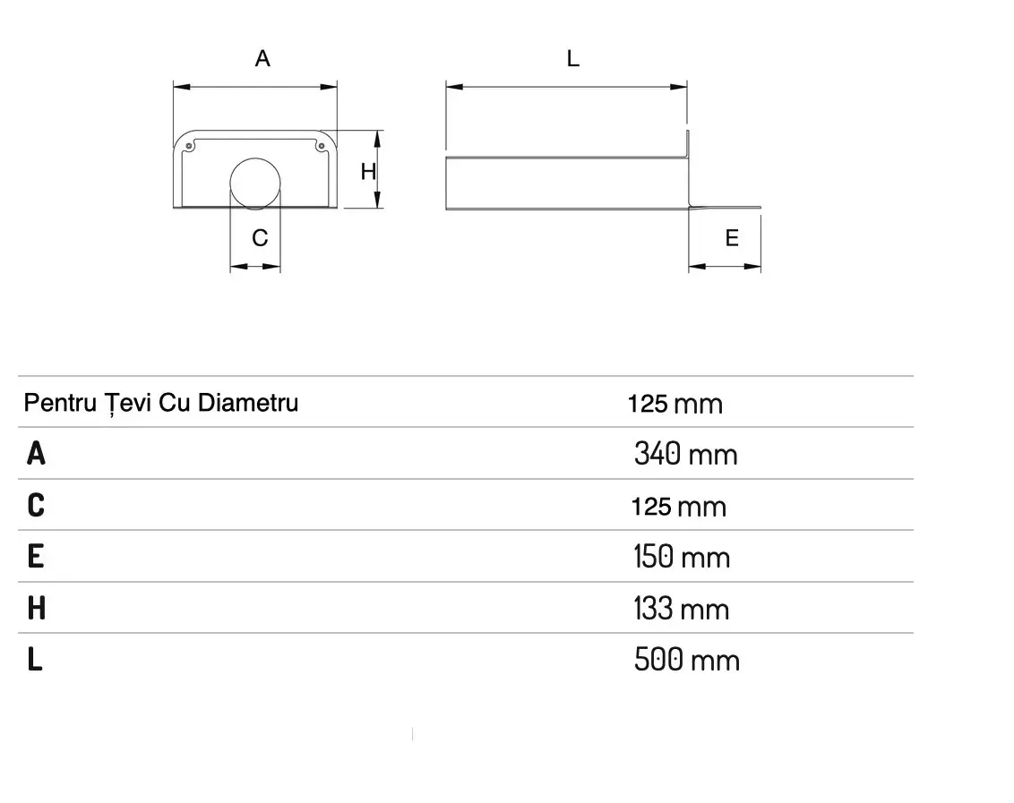 Scurgere pentru Terase si Balcoane Culoare Negru L 500mm D 125mm [2]