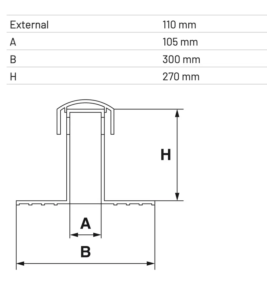 Gură de Aerisire PVC Pentru izolații Cu Membrană PVC L 270mm D 110mm [2]