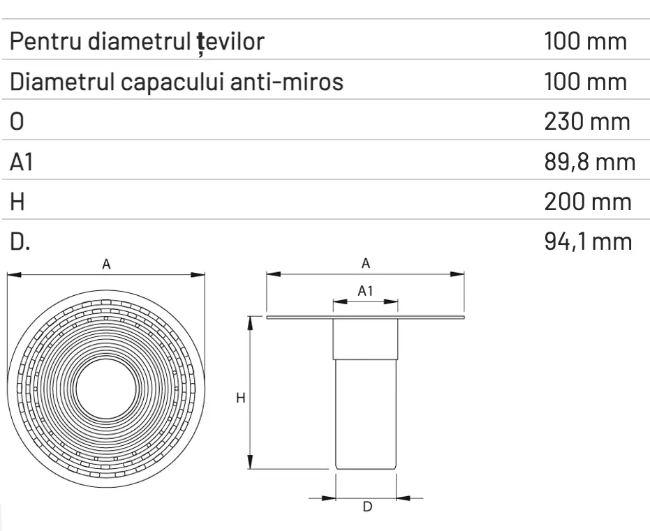 Sifon Acoperiș cu ieșire Verticală 100mm [2]