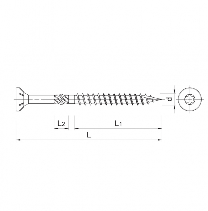 Surub Autofiletant Cu Cap Inecat pentru Lemn si Panouri din Lemn TS 4 x 16mm [2]
