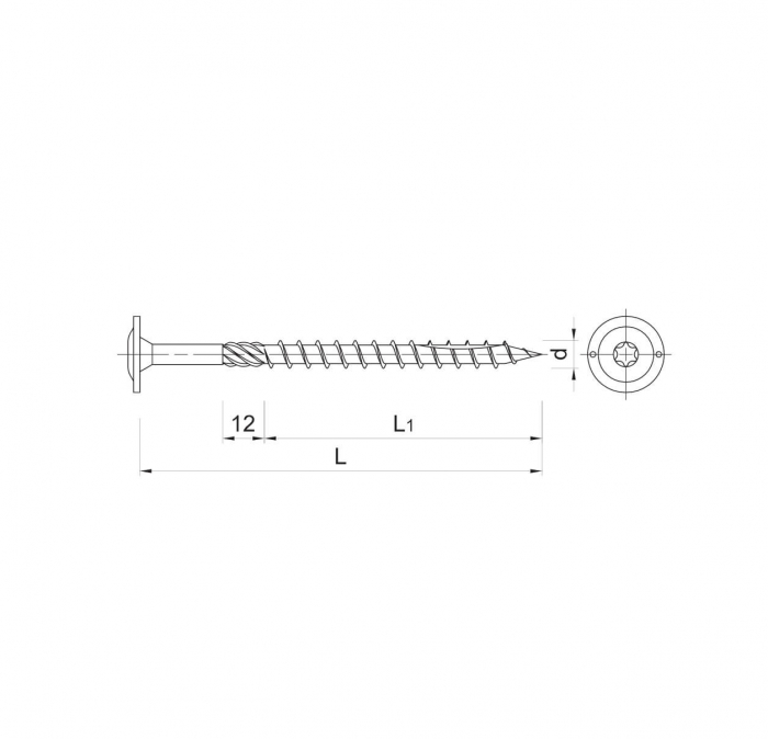 Surub Autofiletant Cu Cap Plat Saiba pentru Lemn CS 8 x 80mm 50buc [4]