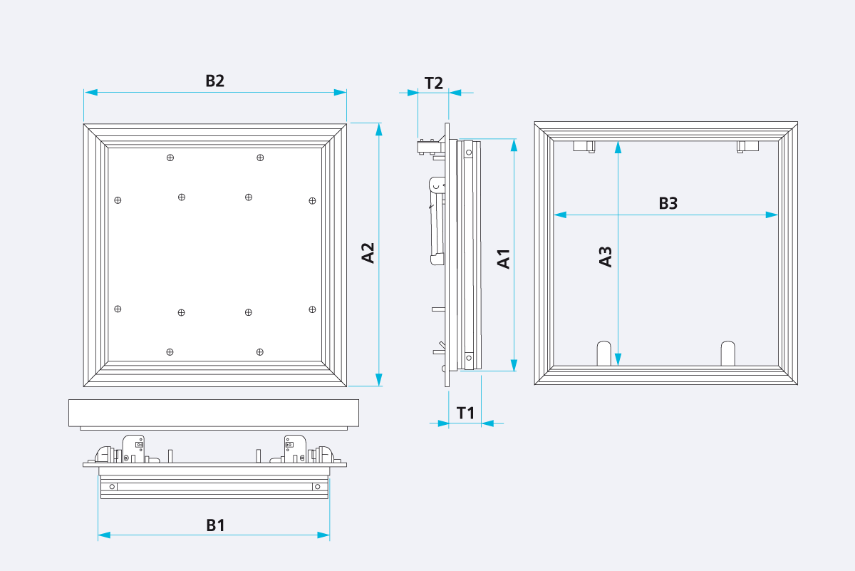 Trapă Vizitare Cu Rezistență la Foc ALUMATIC Ei90 2 x 20mm 600x600mm [2]