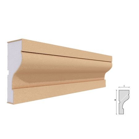 Ancadrament Fereastra pentru Exterior din Polistiren Expandat Laminat cu Rasina FP105, H 130 x L 55 mm, Lungime 2 m [1]
