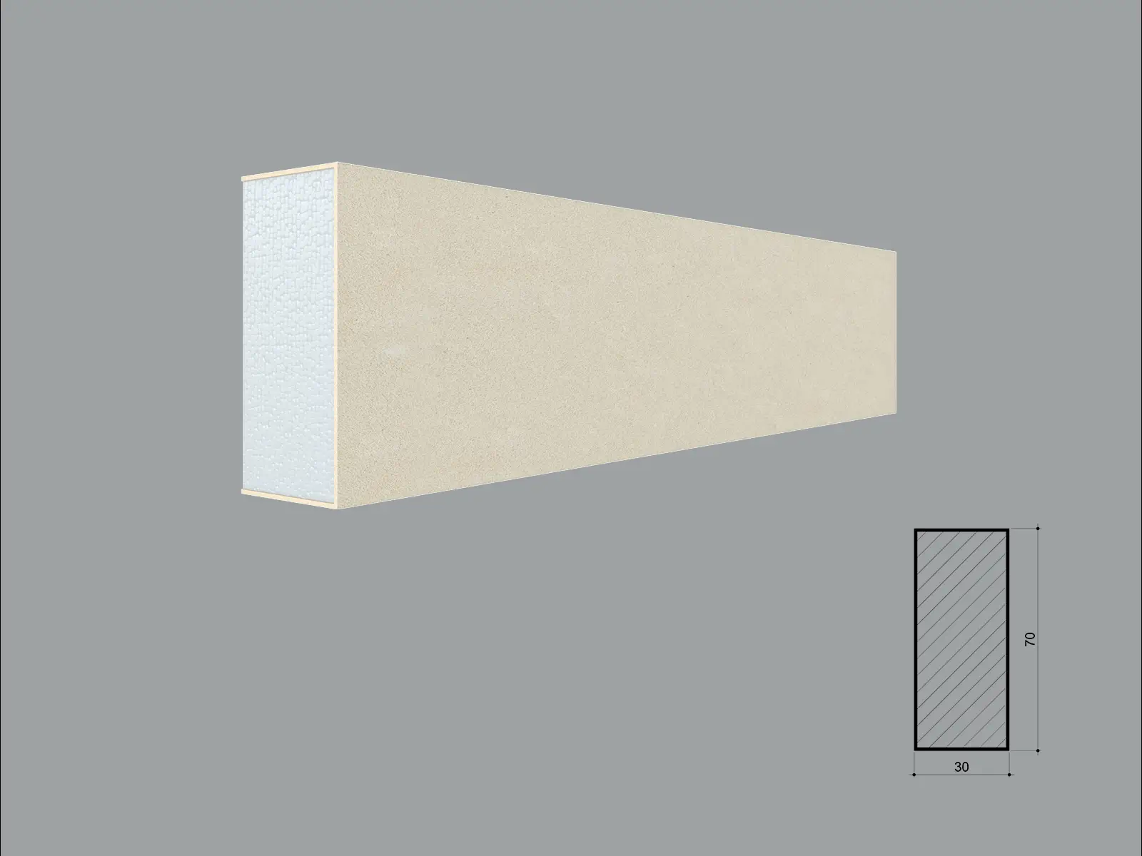 Ancadramente Uși și Ferestre - Ancadrament Fereastra pentru Exterior din Polistiren Expandat Laminat cu Rasina FP146, H 70 x L 30mm, Lungime 2 m