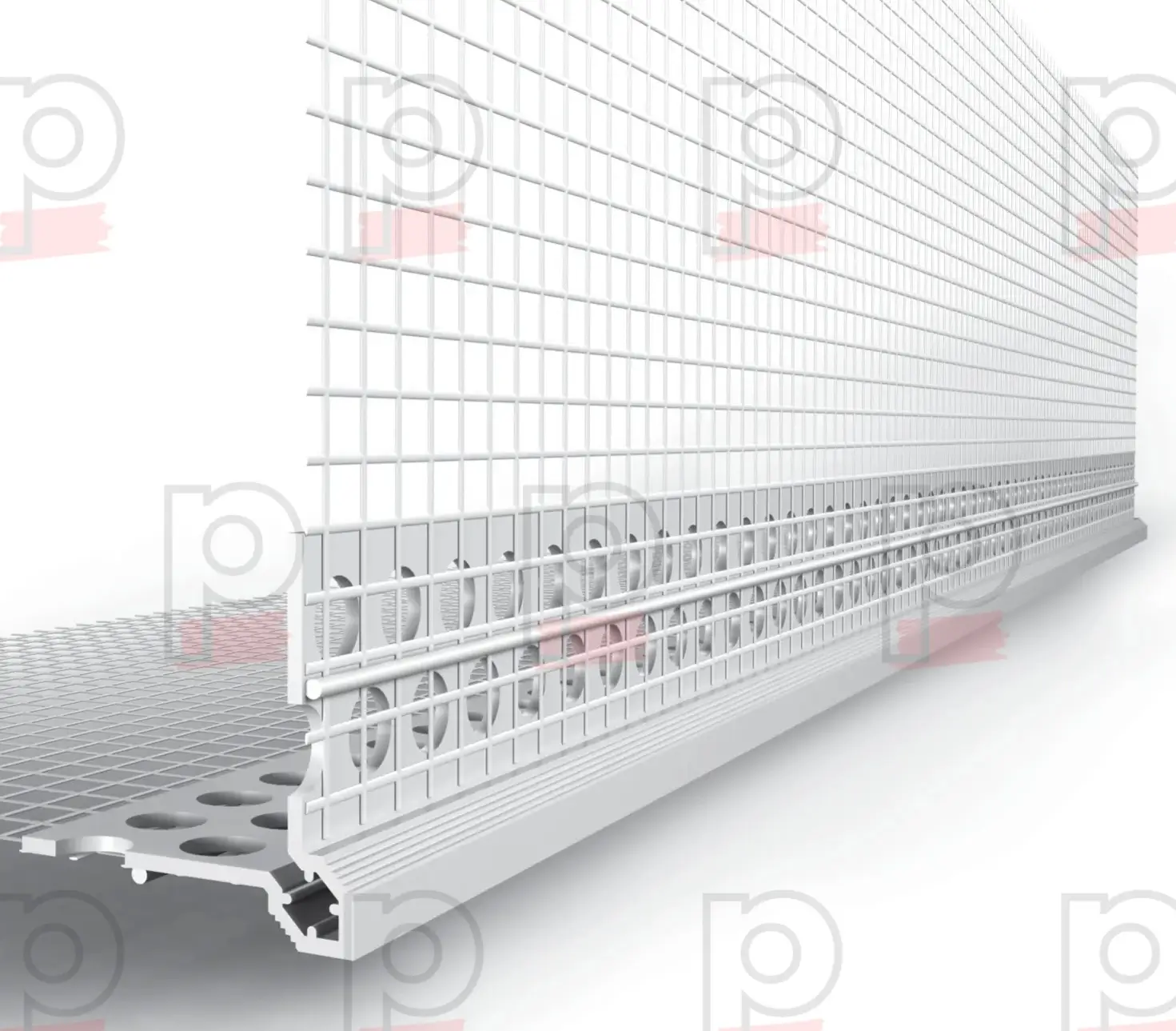 Profile Colț și de închidere - Colțar PVC Cu Muchie Vizibilă PGewebeEckwinkel 100x100mm 2.5m