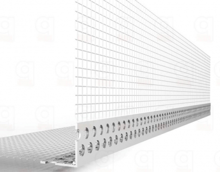 Profile Colț și de închidere - Gewebe-Eckwinkel Innenecken - Coltar PVC pentru Colturi Interioare cu Plasa Alba 10x10 cm, 2.5 m