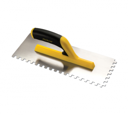 Placări Suprafețe - Gletiera profesionala Dekor cu zimti 10x10 mm, inox, maner ergonomic, 300 x 120 mm