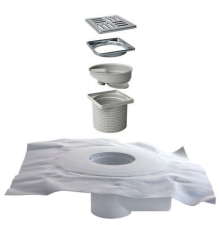 Accesorii Hidroizolații - Kit Sifon Lateral pentru Scurgeri de Pardoseală Diametru 75mm