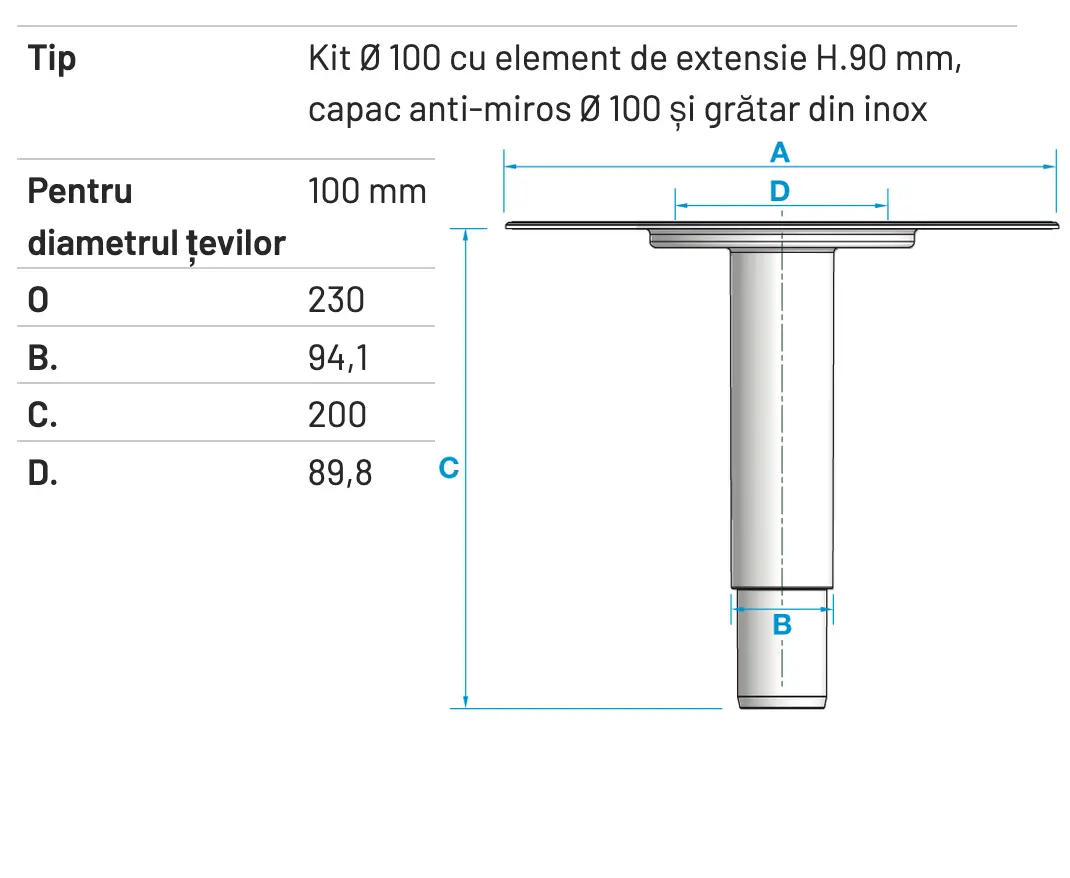 Kit Sifon Vertical pentru Scurgeri de Pardoseală Diametru 100mm [1]