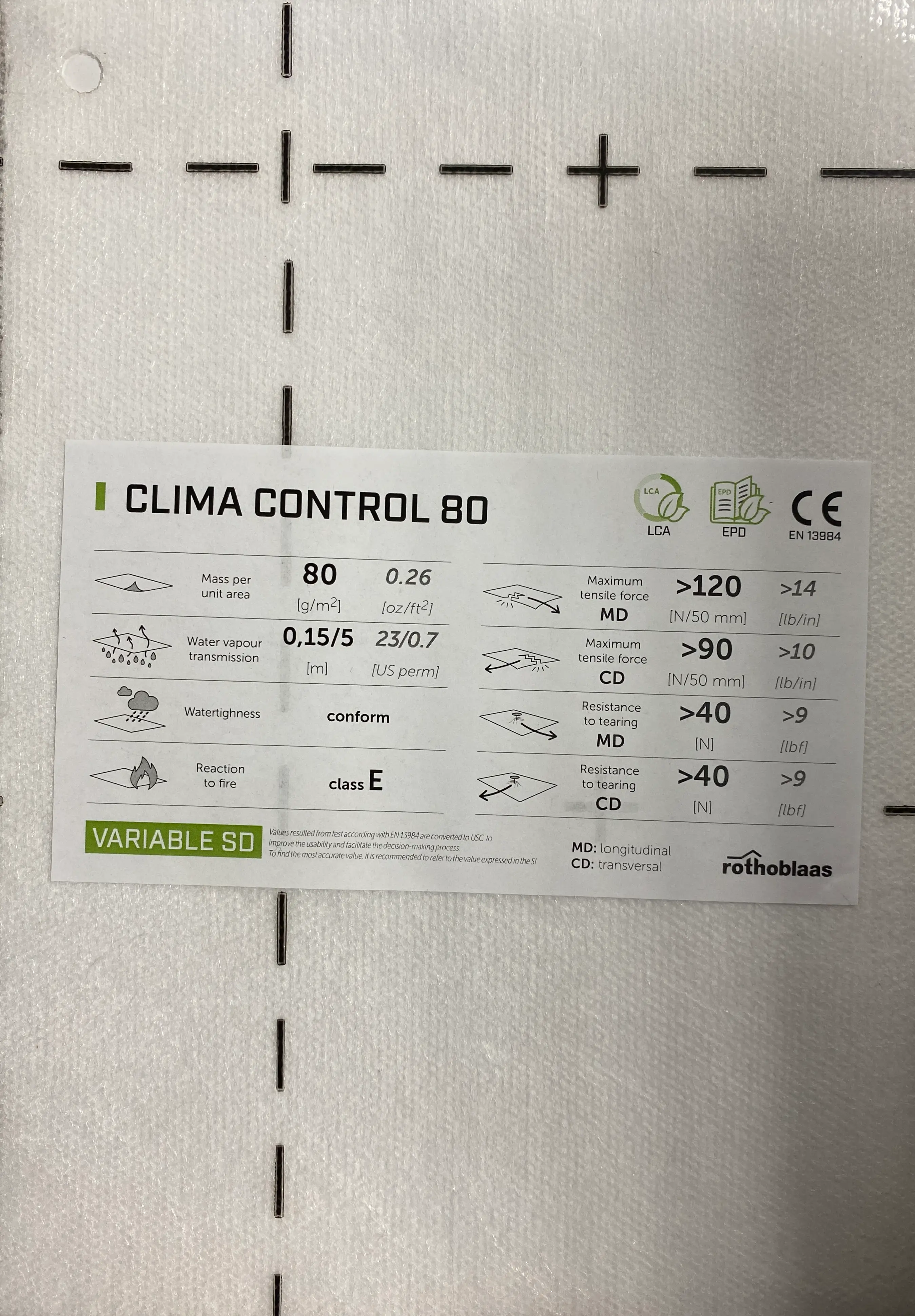 Barieră de Vapori - Membrană cu Difuzie Variabilă a Vaporilor CLIMA ADAPT 80 1.5x50m 75mp