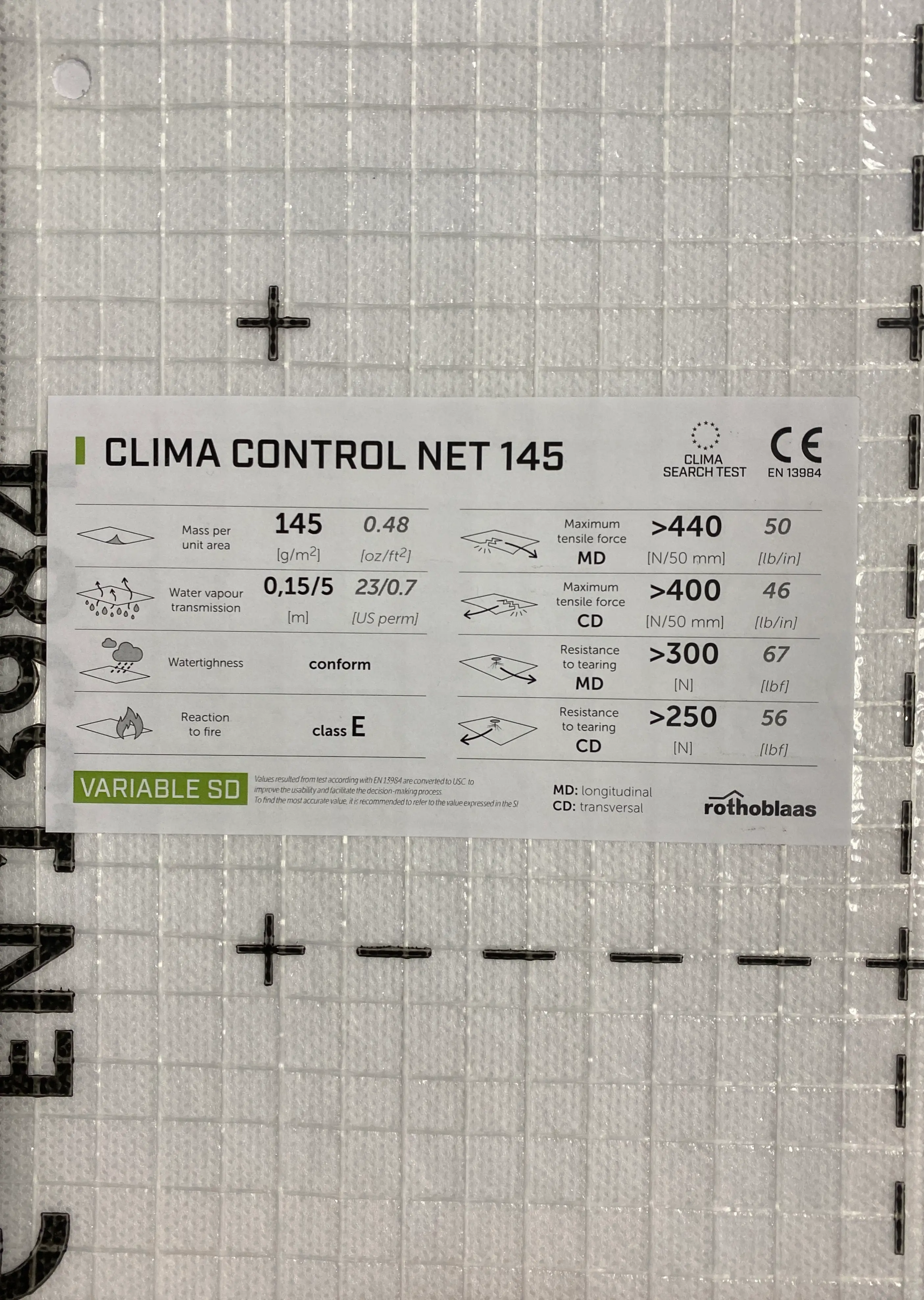 Barieră de Vapori - Membrană cu Difuzie Variabilă a Vaporilor CLIMA CONTROL NET 145 1.5x50m 75mp