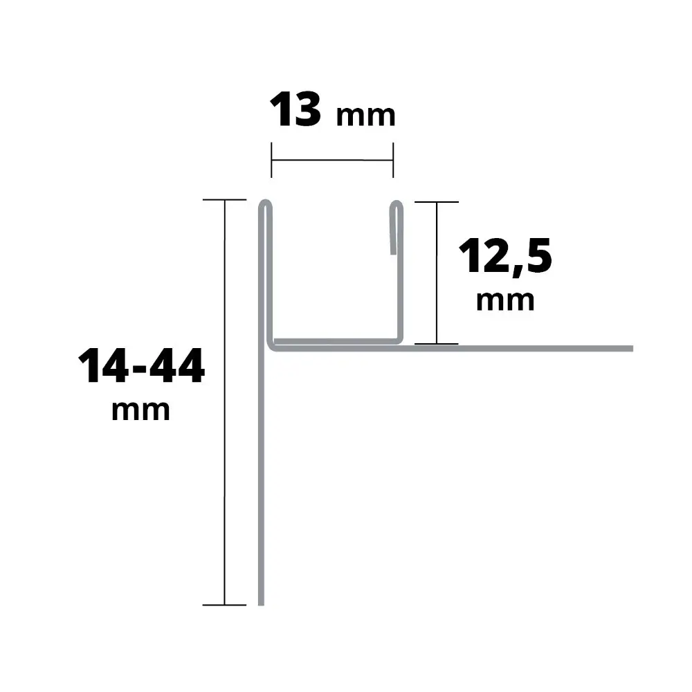 Profil inserție Sticlă Dreapta inox Periat 13mm, 1.5m [3]