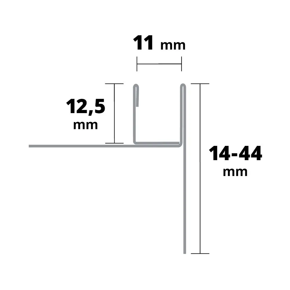 Profil inserție Sticlă Stânga inox Periat 13/11 1.5m [3]