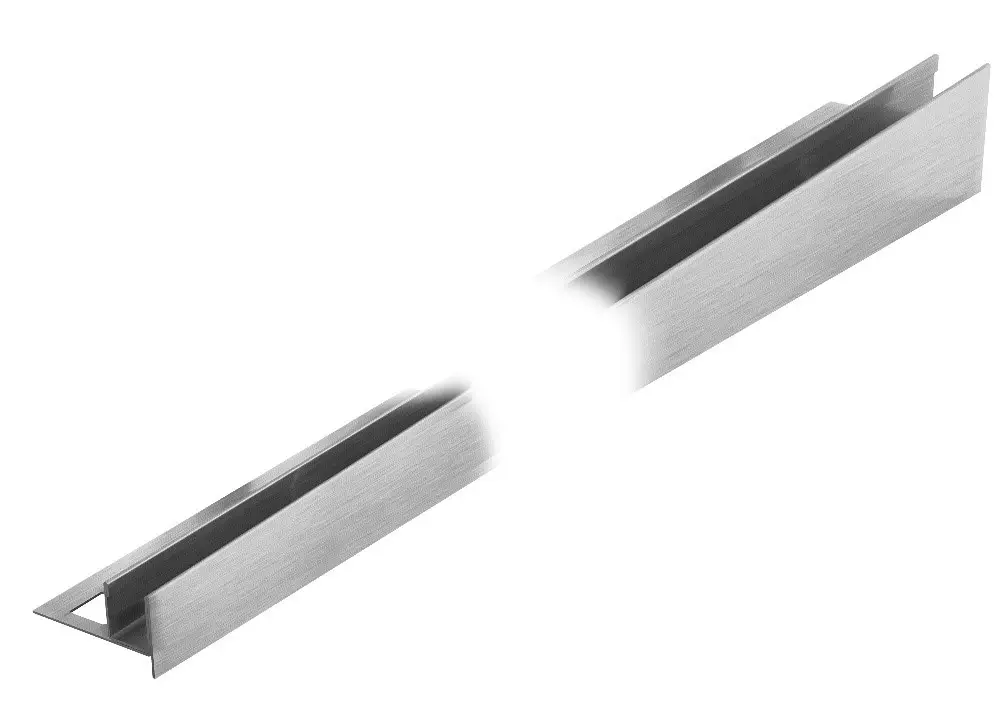 Profil inserție Sticlă Stânga inox Periat 13mm, 1.5m