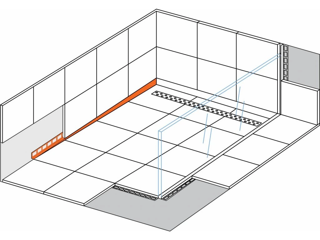 Profil Pantă Racord Podea Perete Stânga inox Periat h: 10 mm, h2: 6-30 mm, l: 1,2 m [2]