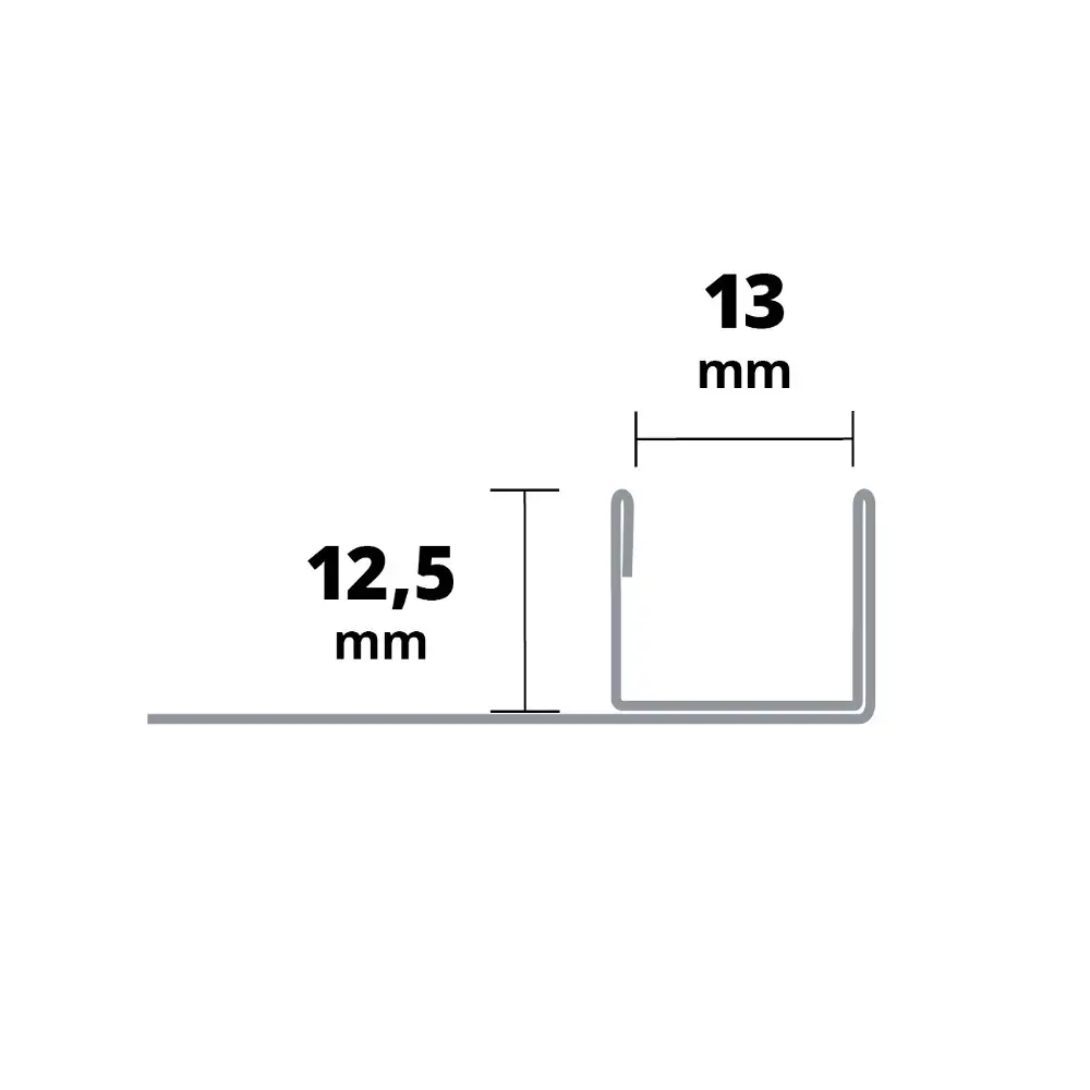 Profil U inox cu talpă inserție Sticlă 13mm, 2,5m [2]