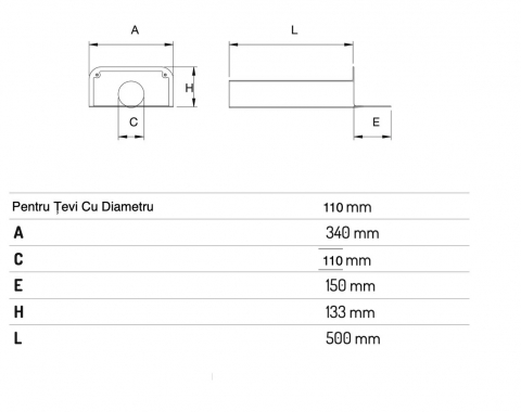 Scurgere pentru Terase si Balcoane Culoare Negru L 500mm D 110mm [1]