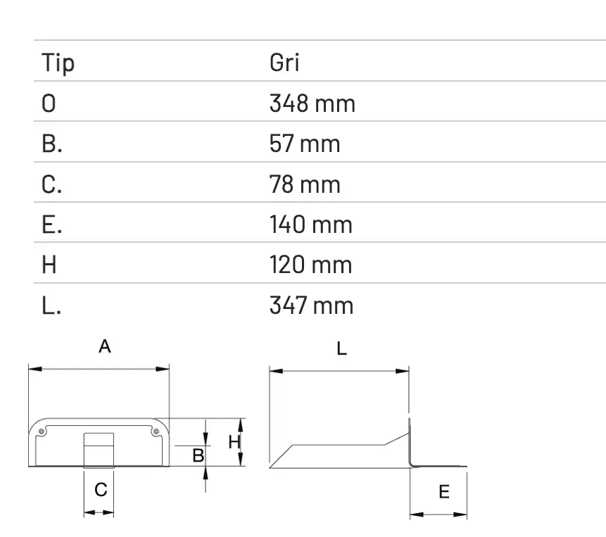 Scurgere PVC pentru Terase și Balcoane L347mm S57x78mm [1]