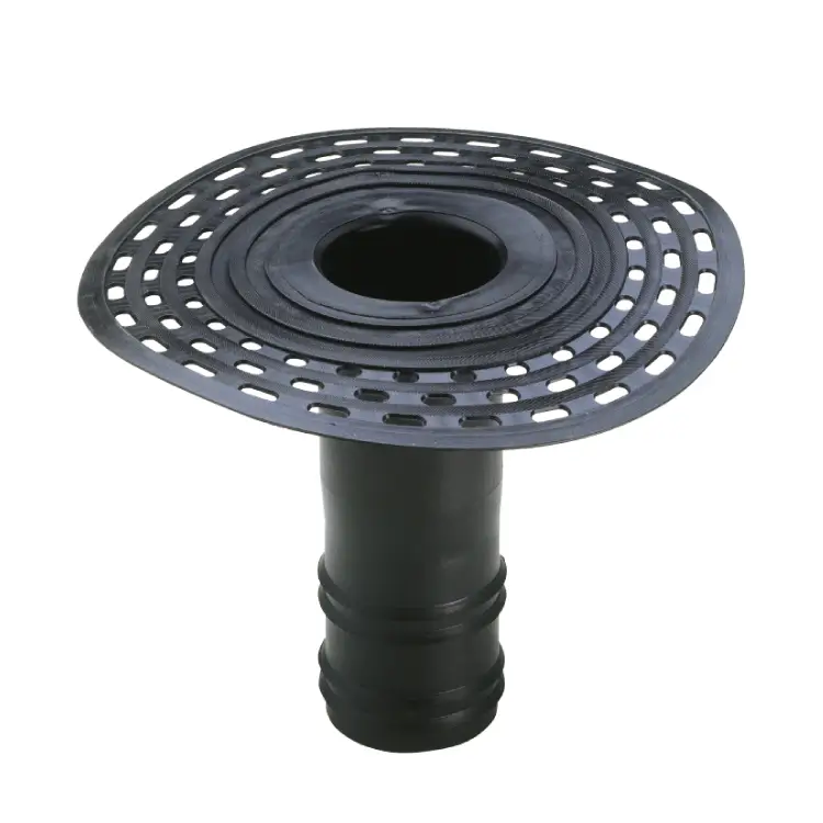 Hidroizolații - Scurgere Verticala TPE cu Flansa si Iesire Rotunda Culoare Negru Pentru Terase L 250mm D 110mm