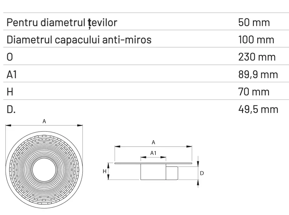 Sifon Acoperiș cu ieșire Laterală 50mm [1]