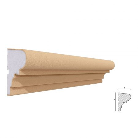 Solbanc / Pervaz Fereastra de Exterior din Polistiren Expandat Laminat cu Rasina FP205, H 100 x 70 mm, lungime 2m [1]