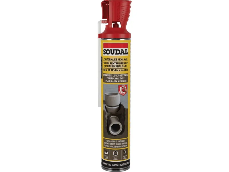 Accesorii Hidroizolații - Spumă Pentru Drenaje și Tuburi Canalizare Genius Gun 750mL