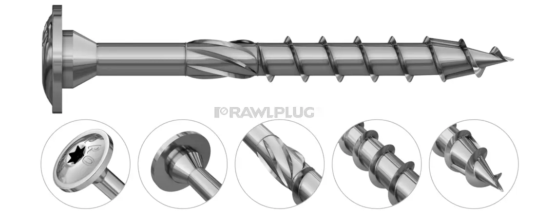 Fixări - Surub Autofiletant Cu Cap Plat pentru Lemn si Panouri din Lemn R-PTK Diametru 8mm