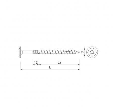 Surub Autofiletant Cu Cap Plat Saiba pentru Lemn CS 8 x 80mm 50buc [3]