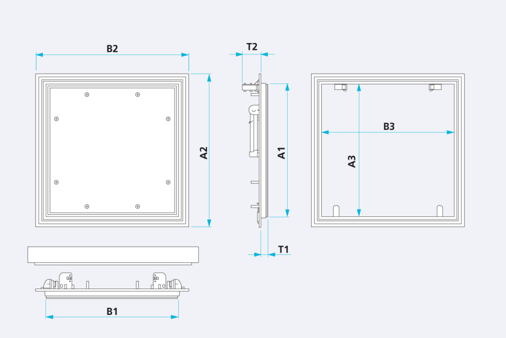 Trapă Vizitare Cu Rezistență la Foc ALUMATIC Ei30 2x12.5mm 800x800mm [1]