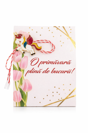 Martisoare Dulci - Mărțișor dulce cu lalele și broșă unicorn
