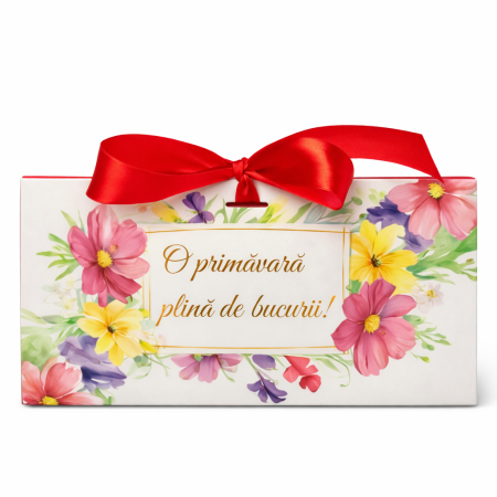 La cutie - Cutie Roșie Cadou Mărțișor Bucuria 200g, Bomboane Asortate de Ciocolată, O Primăvară Plină de Bucurii