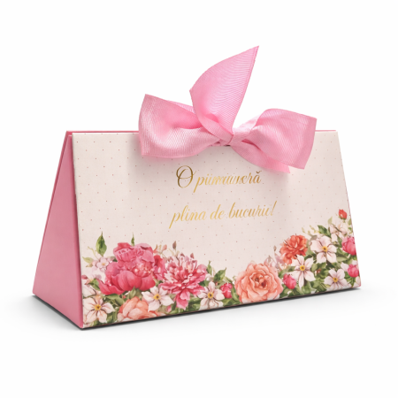 La cutie - Set 10 Mărțișor Dulce Roz 200g, Cutie Cadou cu Bomboane de Ciocolată