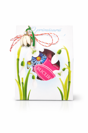 Martisoare Dulci - Set 10 Mărțișor Ghiocel Albastru cu Broșă ghiocel – Cadou de Primăvară