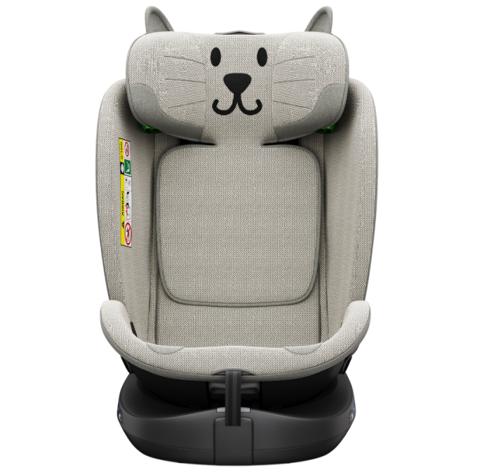 BUF BOOF B-Joy DELUXE iSize Autósülés, 360 °-os, 0-36 kg-os forgatással, 40-150 cm, LightGreyCAT [10]