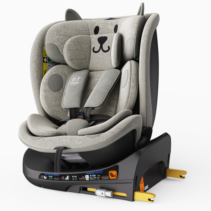 BUF BOOF B-Joy DELUXE iSize Autósülés, 360 °-os, 0-36 kg-os forgatással, 40-150 cm, LightGreyCAT [9]