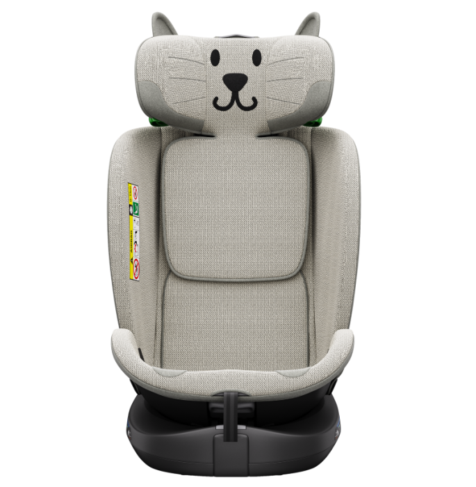 BUF BOOF B-Joy DELUXE iSize Autósülés, 360 °-os, 0-36 kg-os forgatással, 40-150 cm, LightGreyCAT [7]