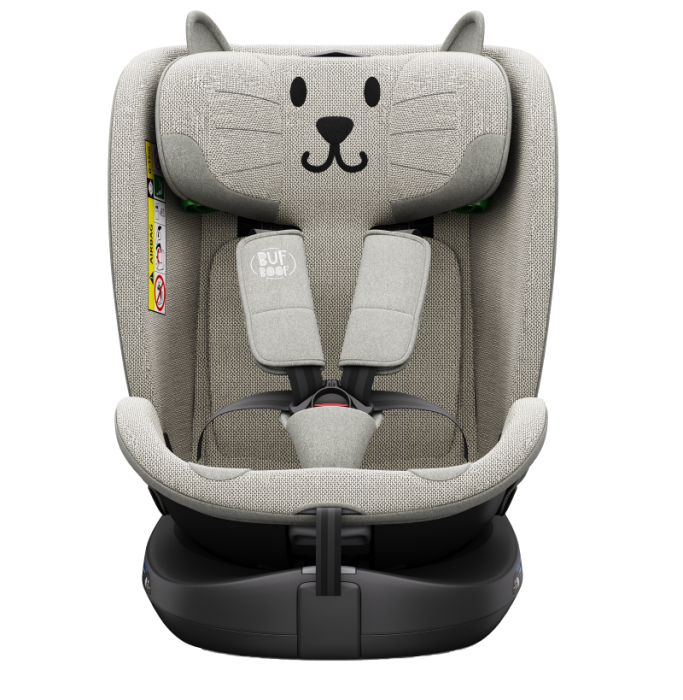 BUF BOOF B-Joy DELUXE iSize Autósülés, 360 °-os, 0-36 kg-os forgatással, 40-150 cm, LightGreyCAT [11]