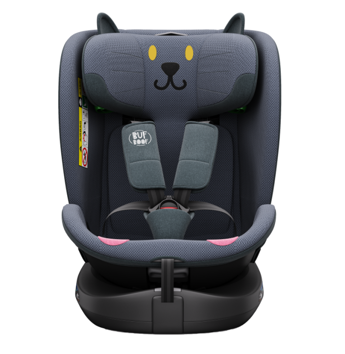 BUF BOOF B-Joy DELUXE iSize Autósülés, 360 °-os, 0-36 kg-os forgatással, 40-150 cm, DarkGreyCAT [12]