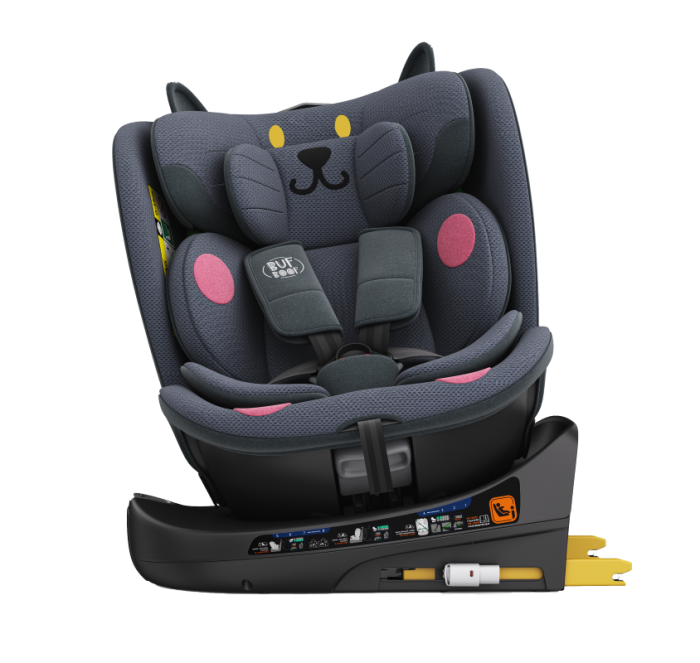 BUF BOOF B-Joy DELUXE iSize Autósülés, 360 °-os, 0-36 kg-os forgatással, 40-150 cm, DarkGreyCAT [11]