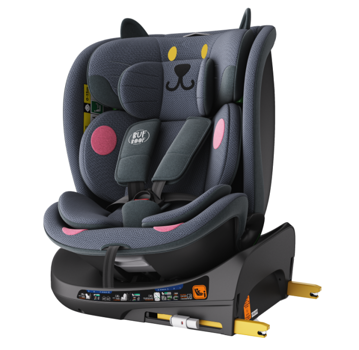 BUF BOOF B-Joy DELUXE iSize Autósülés, 360 °-os, 0-36 kg-os forgatással, 40-150 cm, DarkGreyCAT [6]