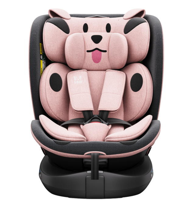 BUF BOOF B-Joy DELUXE iSize Autósülés, 360 °-os, 0-36 kg-os forgatással, 40-150 cm, PinkDOG [10]