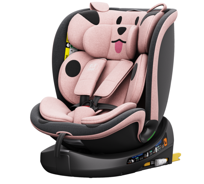 BUF BOOF B-Joy DELUXE iSize Autósülés, 360 °-os, 0-36 kg-os forgatással, 40-150 cm, PinkDOG [1]
