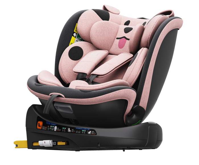 BUF BOOF B-Joy DELUXE iSize Autósülés, 360 °-os, 0-36 kg-os forgatással, 40-150 cm, PinkDOG [2]
