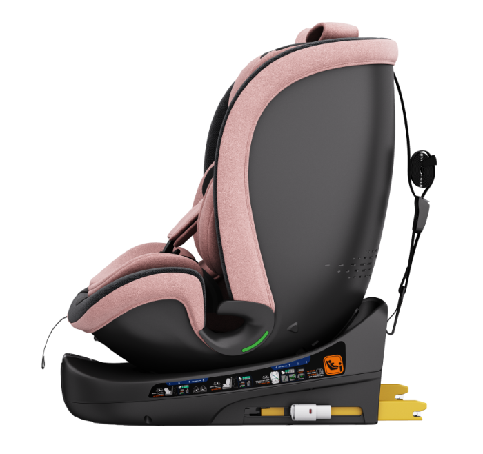 BUF BOOF B-Joy DELUXE iSize Autósülés, 360 °-os, 0-36 kg-os forgatással, 40-150 cm, PinkDOG [11]
