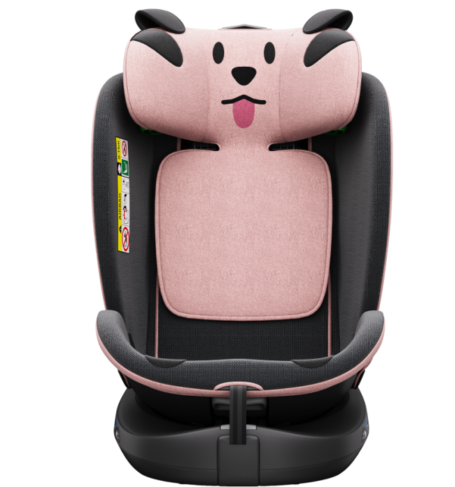 BUF BOOF B-Joy DELUXE iSize Autósülés, 360 °-os, 0-36 kg-os forgatással, 40-150 cm, PinkDOG [13]